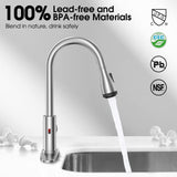 ZUN Touchless Kitchen Faucet-Smart Kitchen Sink Faucet sensor, 4Mode Pull Down Kitchen Sprayer, 51109446