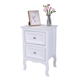ZUN Country Style Two-Tier Night Table Large Size White 32687265
