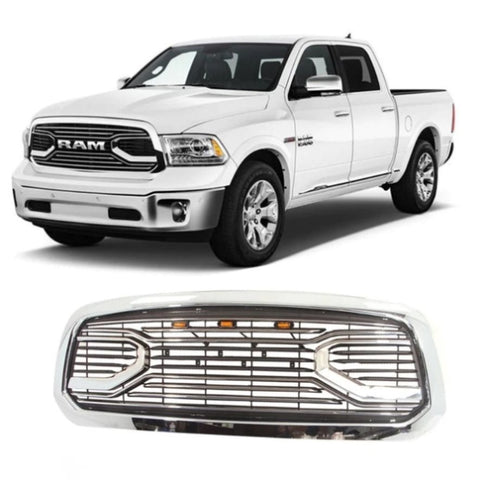 ZUN Chrome Big Horn Style Front Grille For 2013 2014 2015 2016 2017 2018 Dodge Ram 1500 W2165128639