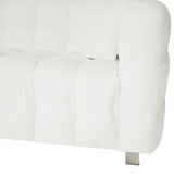 ZUN Beige White and teddy plush sofa 80 inch discharge in living room bedroom with two throw pillows W1278141697