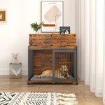 ZUN Furniture type dog cage iron frame door with cabinet, top can be opened and closed. Rustic Brown, W116291732