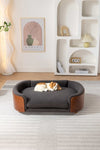 ZUN Scandinavian style Elevated Dog Bed Pet Sofa With Solid Wood legs and Walnut Bent Wood Back, W794125953
