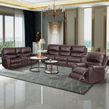 ZUN Faux Leather Reclining Sofa Couch 3 Seater for Living Room Brown W87683978