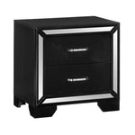 ZUN Beautiful Bedroom Furniture 1pc Nightstand with 2x Drawers Textural Panels Chrome Finish Handles B011119351