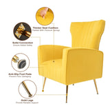 ZUN Velvet Accent Chair, Wingback Arm Chair with Gold Legs, Upholstered Single Sofa for Living Room W109557311