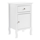 ZUN FCH 40*30*63cm Countryl Style MDF Spray Paint Curved Foot One Drawer One Door Night Table White 94282376