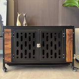 ZUN Dog Crate End Table with Cushion and Hooks, Furniture Style Mesh Pet Kennels, Dog House Indoor Use W135082859