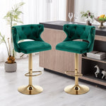 ZUN Bar Stools With Back and Footrest Counter Height Dining Chairs-Velvet Green-2PCS/SET W67663279