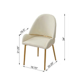 ZUN Dining Chair with PU Leather Beige color metal legs W50960340