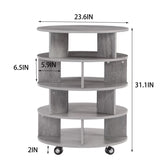 ZUN [New Design] Round pushable wooden shoe cabinet on wheels for 16-20 pairs of shoes-Brown W2272140326