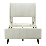 ZUN Twin Size Upholstered Platform Bed, Velvet, Beige WF308656AAA