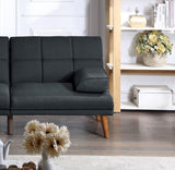 ZUN Black Polyfiber 1pc Adjustable Tufted Sofa Living Room Solid wood Legs Plush Couch HS00F8519-ID-AHD