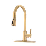 ZUN Pull Down Kitchen Faucet with Sprayer Stainless Steel Brushed Gold JYD3411BG