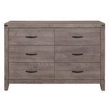 ZUN Industrial Design Brownish Gray Finish Dresser of 6 Drawers Premium Melamine Modern Bedroom B011P156154