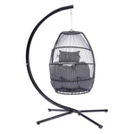 ZUN Outdoor Patio Wicker Folding Hanging Chair,Rattan Swing Hammock Egg Chair With C Type Bracket, With W41940788