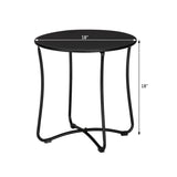 ZUN 18" Metal Countertop Small Round Table Terrace Wrought Iron Side Table Black（Substitution 87612502