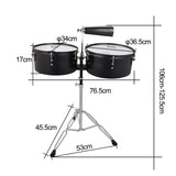 ZUN Percussion 13" & 14" Timbales Drum Set with Stand and Cowbell Black 80488868