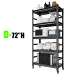 ZUN 72"H Heavy Duty Storage Shelves Adjustable 5-Tier Metal Shelving Unit with Wheels for 1750LBS Load W1831121752