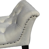 ZUN Armrest Button-Tufted Ottoman Bench, Upholstered Footrest Stool Rectangular Beige Velvet fabric W2082130350