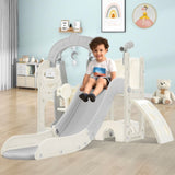 ZUN Toddler Slide and Swing Set 5 in 1, Kids Playground Climber Slide Playset with Telescope, PP321359AAE