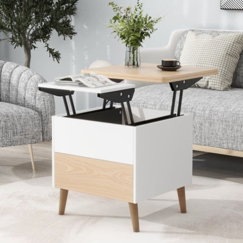 ZUN Modern Multi-functional Coffee Table Extendable with Storage & Lift Top in Oak WF307473AAY