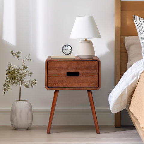 ZUN Wood Nightstand End Side Table with Drawer & Solid Wood Legs for Living Room, Bedroom 47957440