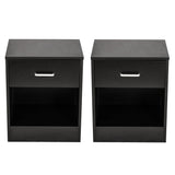 ZUN 2pcs Night Stands with Drawer Black 86779372