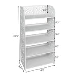 ZUN Wood-plastic Board Five Tiers Carved Shoe Rack White A 52666556