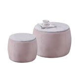 ZUN Set of 2 End Table with Storage, Round Accent Side Table with Removable Top for Living Room, W87667316