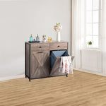 ZUN [FCH] Kitchen Trash Can Cabinet, 2 Doors 2 Drawers 2 Dirty Clothes Bags Garbage Storage Cabinet, 51850871