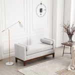 ZUN 53.5"W Elegant Upholstered Bench, Ottoman with Wood Legs & Bolster Pillows for End of Bed, Bedroom, W1852137243