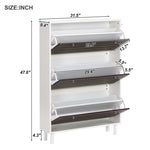 ZUN ON-TREND Minimalist Slim Shoe Cabinet Hanging Hooks, Slits Design Panels Entryway Organizer WF308729AAK