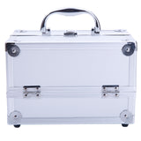 ZUN SM-2176 Aluminum Makeup Train Case Jewelry Box Cosmetic Organizer with Mirror 9"x6"x6" Silver 05418459
