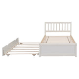 ZUN Wooden Twin Size Platform Bed Frame with Trundle for White Washed Color W697121854