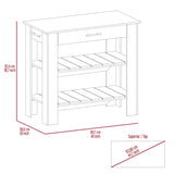 ZUN Rockaway 1-Drawer 2-Shelf Kitchen Island White and Light Oak B06280057