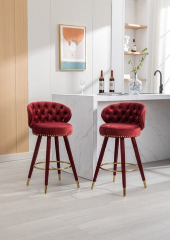 ZUN COOLMORE Counter Height Bar Stools Set 2 for Kitchen Counter Solid Wood Legs with a fixed height W1539111152