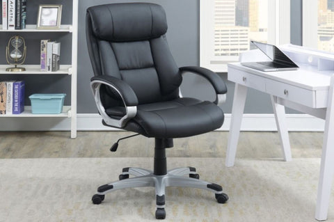 ZUN Classic 1pc Office Chair Black Color Cushioned Headrest Adjustable Work Silver Armrest HS00F1685-ID-AHD