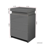 ZUN Modern High gloss UV Night Stand with 3 drawers & LED lights W33165035