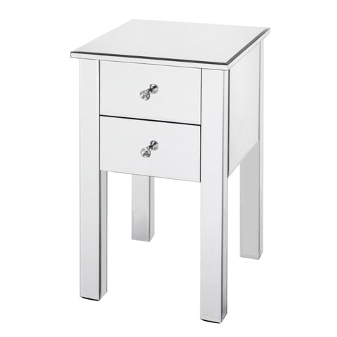 ZUN Modern and Contemporary Mirrored 2-Drawers Nightstand Bedside Table Silver 09093710