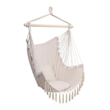 ZUN Pillow Tassel Hanging Chair Beige 50499473