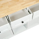 ZUN Kitchen Cart with Rubber wood Drop-Leaf Countertop ,Cabinet door internal storage racks,Kitchen WF298028AAW