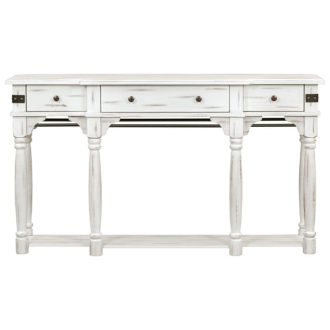 ZUN TREXM Mediterranean Retro-Style 60" Console Table with Storage Drawers and Bottom Shelf for WF303493AAK