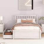 ZUN Modern Design Wooden Twin Size Platform Bed with 2 Drawers for White Washed Color W697121849