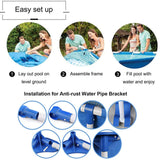 ZUN Metal Frame Rectangular Swimming Pool Portable Above Ground Easy Set Pool Family 97091347