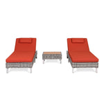 ZUN Sicily 3 Piece Outdoor Wicker Chaise Lounge Set Adjustable Backrest For Patio Poolside Backyard W2115128155