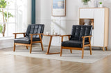 ZUN Accent Chairs Set of 2 with Table, Mid Century Modern Accent Chair, Wood and Fabric Armchairs W153982249