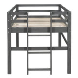 ZUN Wood Twin Size Loft Bed with Side Ladder, Antique Grey WF312787AAE