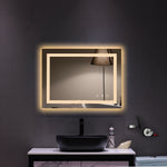 ZUN Square Touch LED Bathroom Mirror, Tricolor Dimming Lights-32*24" 76767399