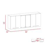 ZUN Shelton 59-inch Two Center Glass Doors Wall Cabinet White B06280519