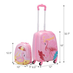 ZUN 2PCS Kids Luggage Set with 16" Rolling Suitcase and 12" Backpack, Toddler Wheeled Carry On Luggage, W2181P155108